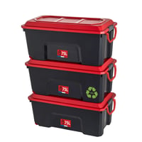 Sundis Locker set kutija za pohranu s poklopcem, 75 L, 3 komada, reciklirana plastika, s kopčom, složive, za radionicu i garažu 1