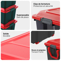 Sundis Locker set kutija za pohranu s poklopcem, 75 L, 3 komada, reciklirana plastika, s kopčom, složive, za radionicu i garažu 3