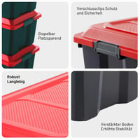 Cutie de depozitare cu capac Sundis Locker – ladă de depozitare din plastic de 60 litri, negru-roșu 3