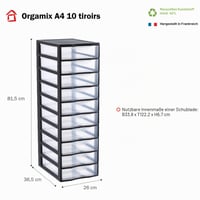 Sundis Orgamix 10-zásuvkový priehľadný plastový úložný regál na dokumenty formátu A4, kancelársky organizér 3