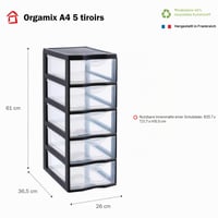 Sundis Orgamix crni plastični toranj s ladicama, 5 prozirnih A4 ladica, 61 cm — Ogrebotine na stranicama ladica (stanje: vidi 2. sliku) 4