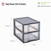 Sundis Tag Tower műanyag fiókos tároló, 2 fiókkal, A4-es — hibás, részben működik: alsó polcs hátulján törés (állapot: lásd a 2. képet) 5