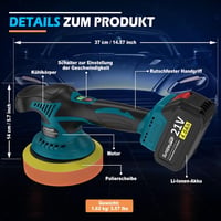SundpeyPRO 21V akkus polír gép 8 fokozatú 6000 ford perc 2x4000 mAh autó fényezés polírozás viaszolás karceltávolítás kék-fekete 4