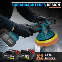 SundpeyPRO 21V akkus polír gép 8 fokozatú 6000 ford perc 2x4000 mAh autó fényezés polírozás viaszolás karceltávolítás kék-fekete 5