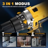 Akumulátorový príklepový vŕtací skrutkovač SundpeyPRO 21V, 120Nm, bezuhlíkový motor, 2x 4Ah batéria, 20+3 stupne krútiaceho momentu, 13mm skľučovadlo, 2 rýchlosti, 35-dielna súprava príslušenstva 3