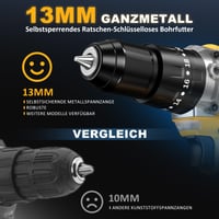 Akumulátorový príklepový vŕtací skrutkovač SundpeyPRO 21V, 120Nm, bezuhlíkový motor, 2x 4Ah batéria, 20+3 stupne krútiaceho momentu, 13mm skľučovadlo, 2 rýchlosti, 35-dielna súprava príslušenstva 7