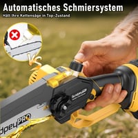 Mini ferăstrău cu lanț cu acumulator SundpeyPRO, 8000 mAh, motor fără perii, 6 și 8 inch, lubrifiere automată, întinzător de lanț fără unelte, pentru tăierea crengilor 8