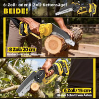 Mini ferăstrău cu lanț cu acumulator SundpeyPRO, 8000 mAh, motor fără perii, 6 și 8 inch, lubrifiere automată, întinzător de lanț fără unelte, pentru tăierea crengilor 2