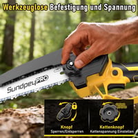 Mini ferăstrău cu lanț cu acumulator SundpeyPRO, 8000 mAh, motor fără perii, 6 și 8 inch, lubrifiere automată, întinzător de lanț fără unelte, pentru tăierea crengilor 5