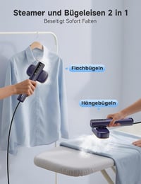 Sundu 1200 W hordozható utazó gőzölős vasaló, érintésvezérlés, LED kijelző, 2,4 m kábel - kék 7