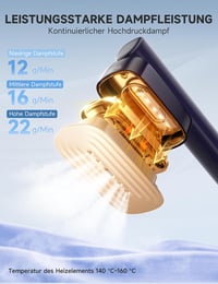 Sundu 1200 W hordozható utazó gőzölős vasaló, érintésvezérlés, LED kijelző, 2,4 m kábel - kék 4