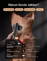 Sundu utazó gőzölős vasaló, 2 víztartály (180 ml + 100 ml), 24 g/perc, érintésvezérlés, LED kijelző - fekete 6
