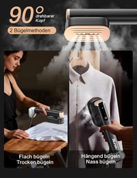 Sundu utazó gőzölős vasaló, 2 víztartály (180 ml + 100 ml), 24 g/perc, érintésvezérlés, LED kijelző - fekete 7