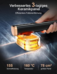 Sundu utazó gőzölős vasaló, 2 víztartály (180 ml + 100 ml), 24 g/perc, érintésvezérlés, LED kijelző - fekete 3