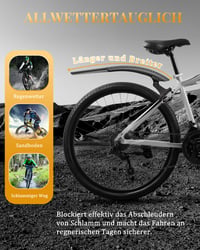 Súprava blatníkov na bicykel SUNFATT pre 24-29 palcové MTB a E-biky, montáž bez vŕtania, nastaviteľná ochrana pred striekajúcou vodou vpredu aj vzadu, pre bicykle bez V-brzdy 5