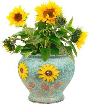 Sungmor Kézzel Festett Szukkulenta Cserép 23cm Kerámia Virágcserép Dekoratív Váza - Blue and Daisies (Diameter : 9" & H:8"
