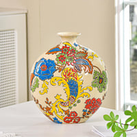 Sungmor Zománcozott Porcelán Váza Kézzel Faragott Kerámia Virágváza - Beige & Flower 4