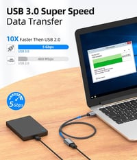 SUNGUY USB 3.0 hosszabbító kábel 0,5m szürke - 5Gbps flash meghajtó hub merevlemez 3