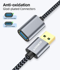 SUNGUY USB 3.0 hosszabbító kábel 0,5m szürke - 5Gbps flash meghajtó hub merevlemez 2