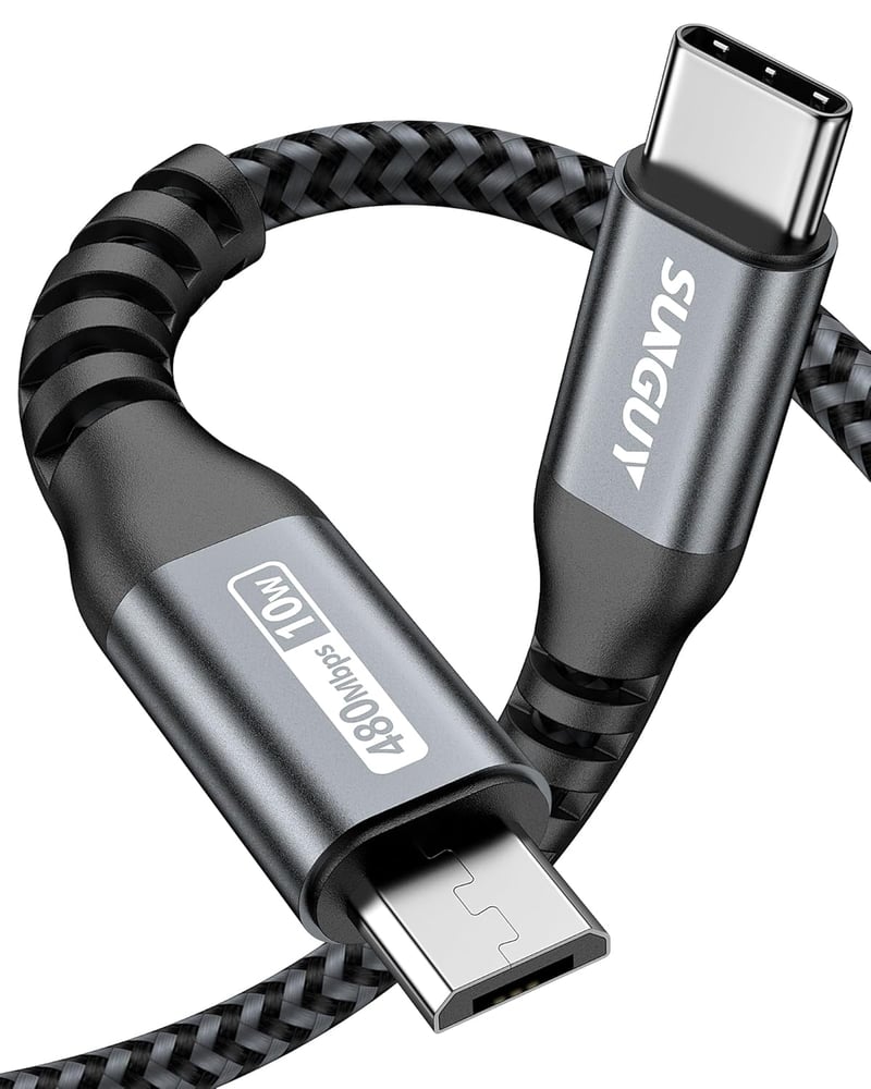 SUNGUY USB-C – Micro USB kábel - szürke - 1 m
