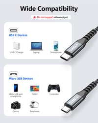 SUNGUY USB-C – Micro USB kábel - szürke - 1 m 5