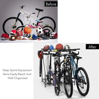 Suport pentru biciclete Sunix pentru 3 biciclete cu coș de depozitare și cârlige - negru 7