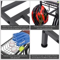 Suport pentru biciclete Sunix pentru 3 biciclete cu coș de depozitare și cârlige - negru 3