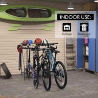 Suport pentru biciclete Sunix pentru 3 biciclete cu coș de depozitare și cârlige - negru 6
