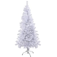 Umelý vianočný stromček SunJas 150 cm biely PVC so stojanom, 400 vetvičiek, vianočná dekorácia, vnútorný stromček 1