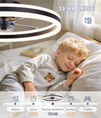 Stropný ventilátor SUNKENET so svetlom, 60 cm, čierny, tichý do spálne — bez diaľkového ovládania (stav: viď 2. obrázok) 7