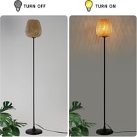 SUNLLOK Boho Rattan Állólámpa - Fekete Bambusz Fonott Lámpaernyővel, Lábkapcsolóval, 120 cm Magas, Nappali, Konyha, Hálószoba, Iroda 5