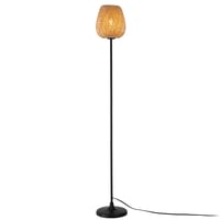 SUNLLOK Boho Rattan stojeća lampa - Crna bambus pletena sjenila, nožni prekidač, 120 cm visoka, dnevni boravak, kuhinja, spavaća soba, ured 2