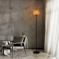 SUNLLOK Boho Rattan Állólámpa - Fekete Bambusz Fonott Lámpaernyővel, Lábkapcsolóval, 120 cm Magas, Nappali, Konyha, Hálószoba, Iroda 7