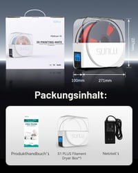 Sušička filamentu SUNLU S1 Plus so vstavaným cirkulačným ventilátorom, kompatibilná s PLA/PETG/TPU, pre 1,75 mm/2,85 mm/3,00 mm struny, biela 9