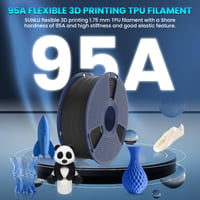 SUNLU TPU filament 1,75 mm, 3 kg, čierny, 95A flexibilná struna pre 3D tlačiarne FDM, rozmerová tolerancia +/- 0,03 mm 3