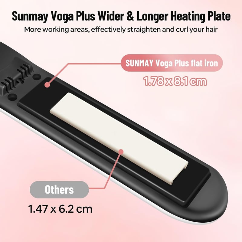 SUNMAY Voga Plus Vezeték Nélküli Hajvasaló és Hajgöndörítő - Ionos, USB-C Tölthető, 3 Hőfokozat, 5000 mAh, Kerámia Lap, Utazáshoz Ideális