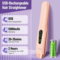 Mini placă de îndreptat și ondulator de păr 2 în 1 SUNMAY Voga, fără fir, cu acumulator, înveliș din titan, 5000 mAh, roz, 3 trepte de temperatură 5