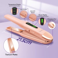 Mini placă de îndreptat și ondulator de păr 2 în 1 SUNMAY Voga, fără fir, cu acumulator, înveliș din titan, 5000 mAh, roz, 3 trepte de temperatură 4