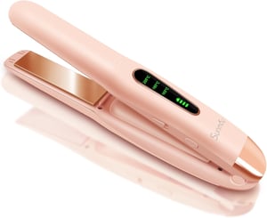 Mini placă de îndreptat și ondulator de păr 2 în 1 SUNMAY Voga, fără fir, cu acumulator, înveliș din titan, 5000 mAh, roz, 3 trepte de temperatură