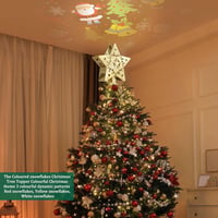 Sunniu Karácsonyi Fényes Csúcsdísz - 3D Arany Mikulás Csillag LED Forgó Projektorral, 3m Kábel, Mennyezeti Fényvetítés, Fém Karácsonyfa Deko 2