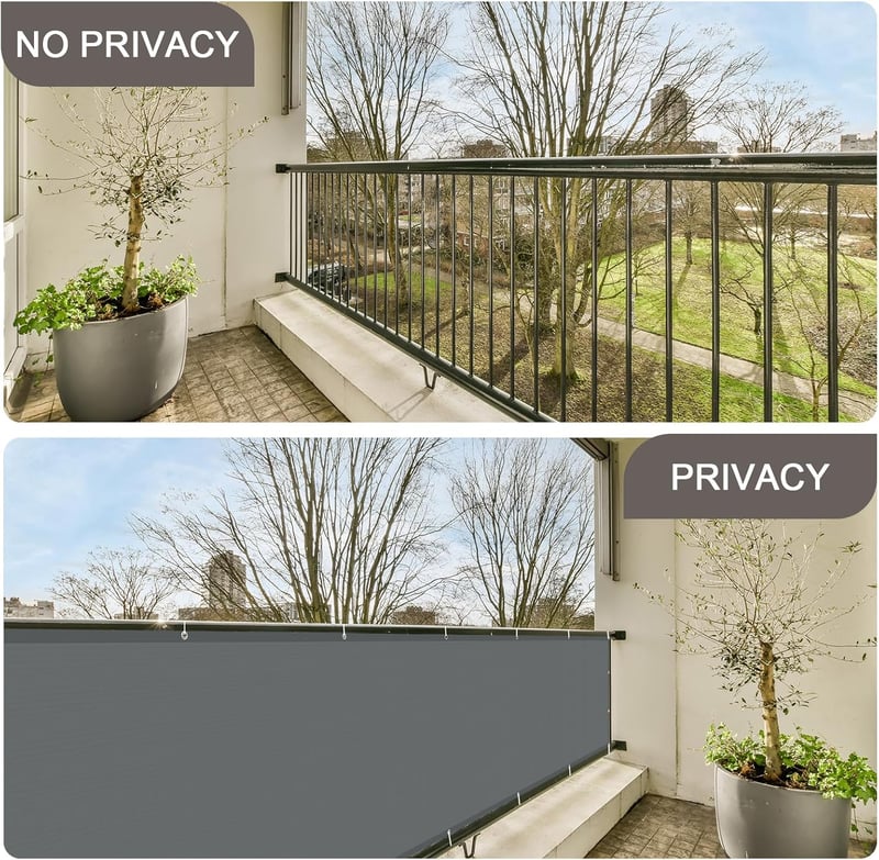 SUNNY GUARD Balkonprivátsz 90x800cm UV-védelemmel, szélálló és vízálló - 0.9x8m, Anthracite
