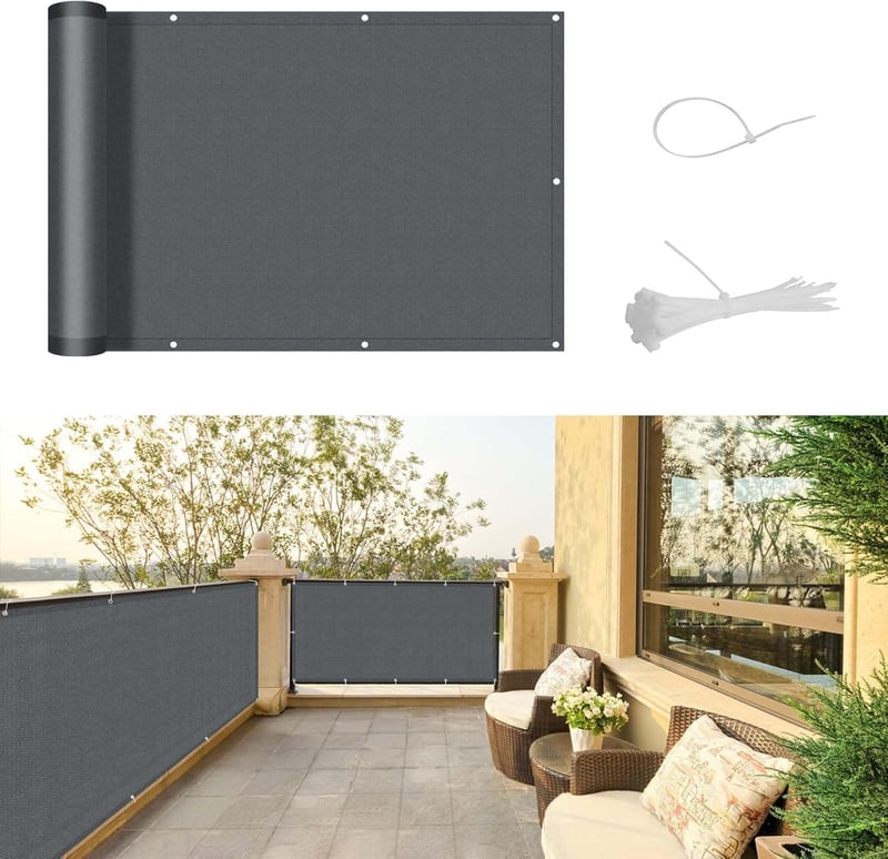 SUNNY GUARD Erkély Árnyékoló Takaró 90x600cm Antracit UV Védelem Időjárásálló