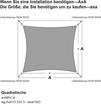 Sunny Guard Téglalap Napvédő Ponyvavászon UV Védelem Teraszra Erkélyre Kertbe 2x2m Krémfehér 5