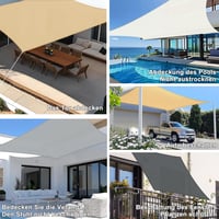 Sunny Guard Téglalap Napvédő Ponyvavászon UV Védelem Teraszra Erkélyre Kertbe 2x2m Krémfehér - 2x2, cream 6