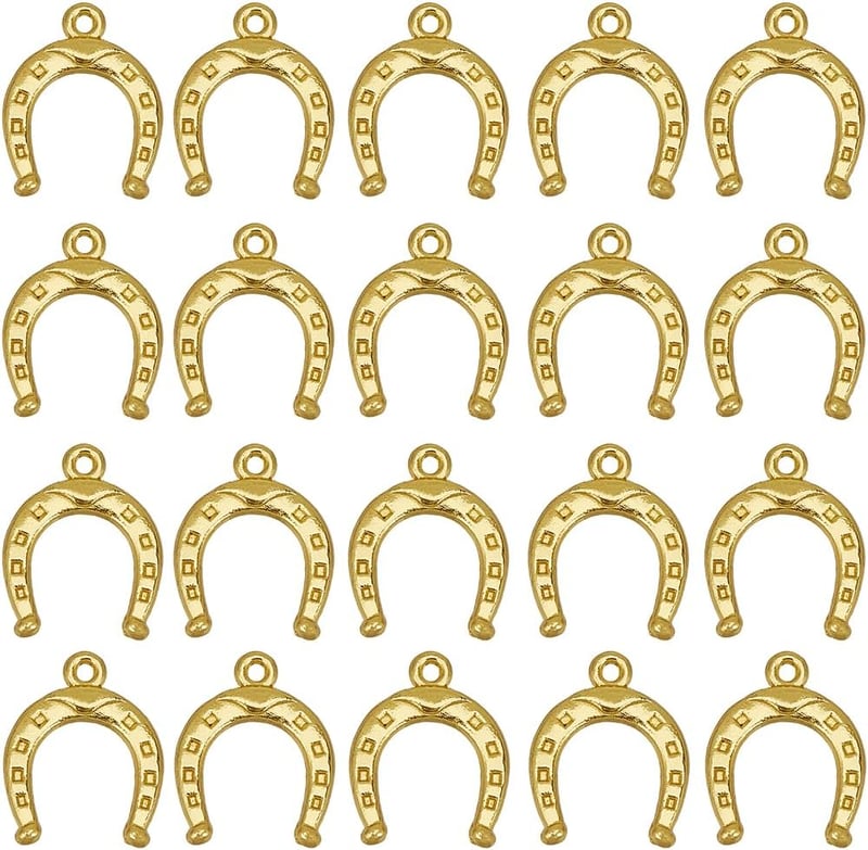 SUNNYCLUE 120db Arany Patkó Medál Nyugati Cowboy Vintage Ékszerkészítéshez Szerencsehozó Nyaklánc Charm