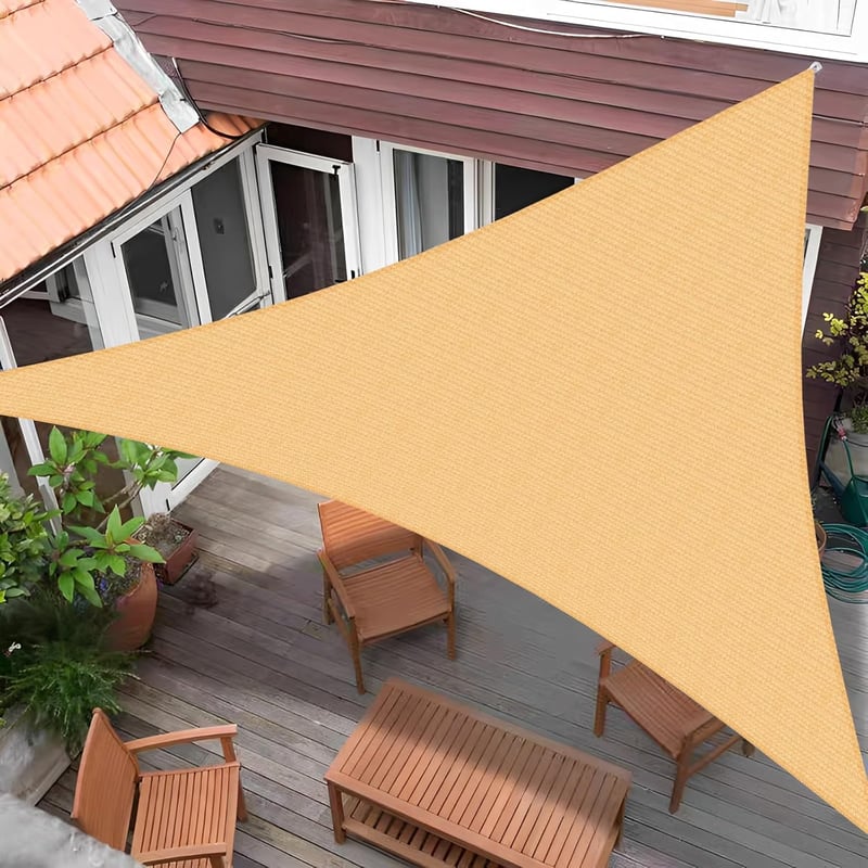 Sunnylaxx 3,6x3,6x3,6m Homokszínű Háromszög Árnyékolóvászon 95% UV Védelem Kerthez