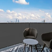 Sunnylaxx Erkélytakaró 85x300 cm - Vízálló Erkélyvédő Háló, Szélálló Erkélyburkolat, UV-védelemmel, Sötét Antracit Színben 5