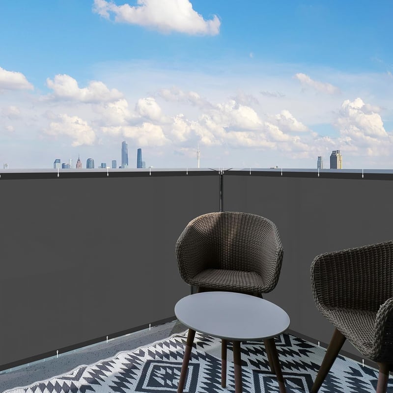 Sunnylaxx Erkélytakaró 85x300 cm - Vízálló Erkélyvédő Háló, Szélálló Erkélyburkolat, UV-védelemmel, Sötét Antracit Színben
