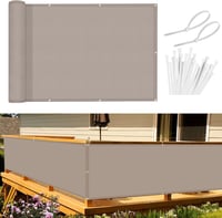 Sunnylaxx Erkélyvédő Takaró 90x200 cm - Vízlepergető PES Anyag, Taupe Színű Szélfogó Erkélyháló Alumínium Fűzőszemekkel, Terasz Kilátásvédő 1