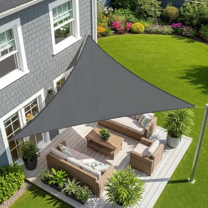 Sunnylaxx háromszög napvitorla, vízálló, 95% UV-védelem, antracit - 3x3x3 m